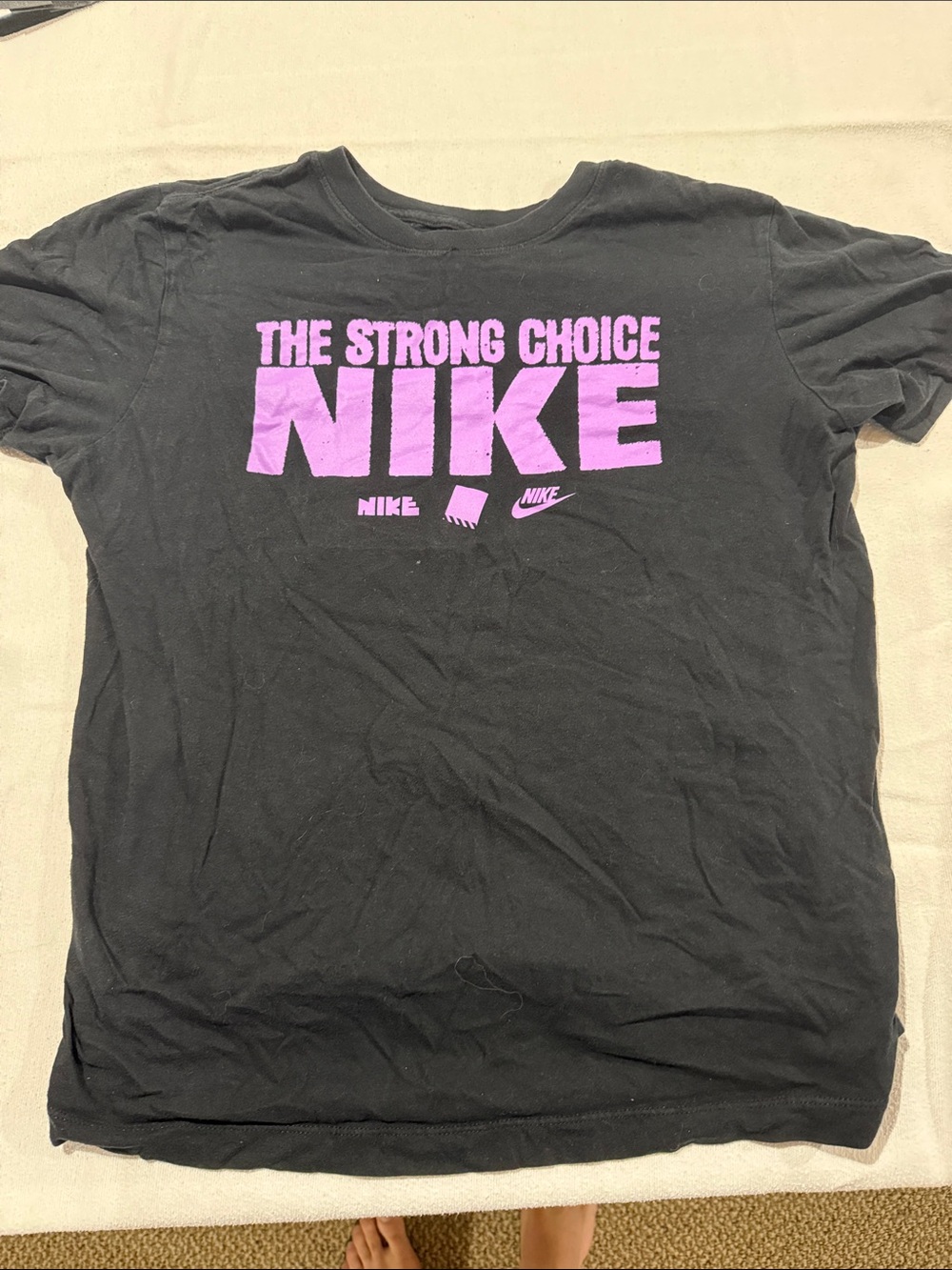 Nike Men’s Black Short Sleeve Tee with Purple Logo